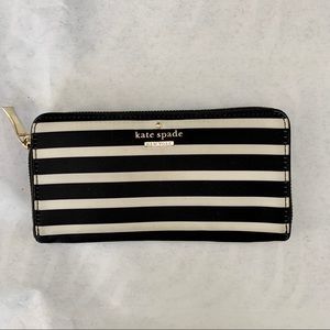 Kate Spade Striped Wallet- black and cream